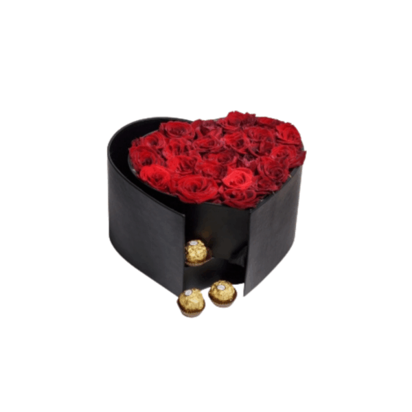 Coffret Cœur Passion – Roses Rouges & Mini Ferrero Rocher